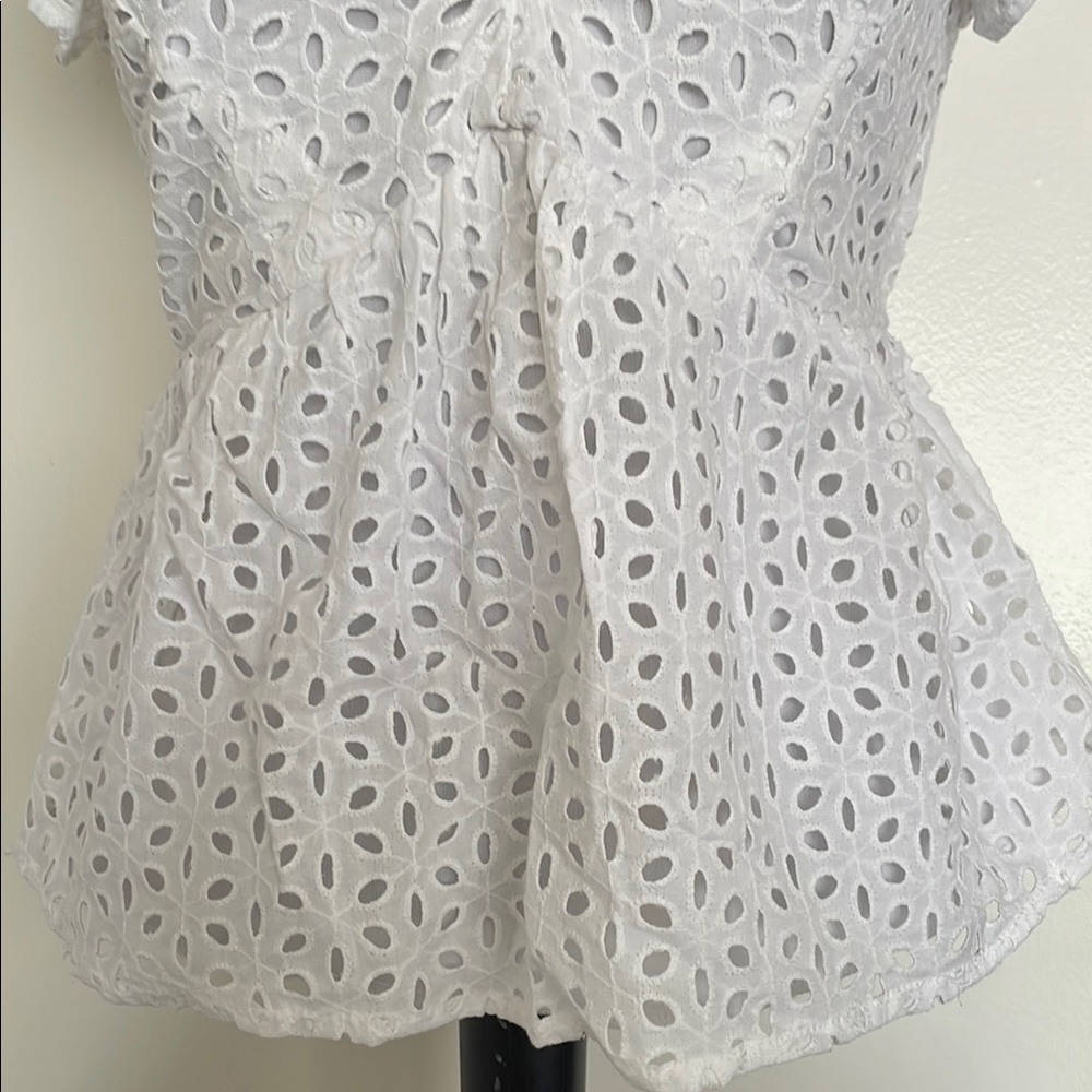 White Eyelet Ruffle Sleeve Top - Picture 2 of 6